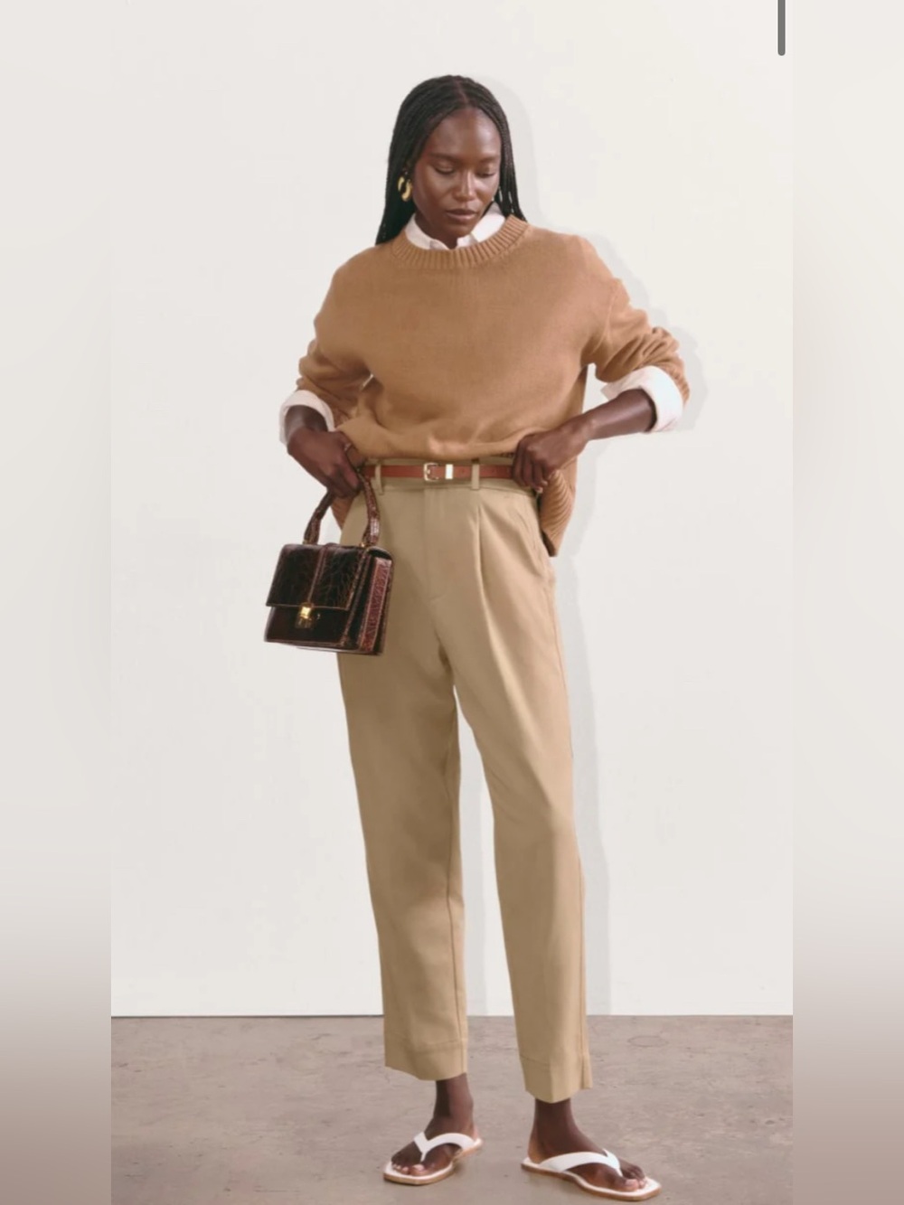 New Everlane THE DRAPER TAPERED PANT IN BUTTERSMOOTH Ash Brown Size 12